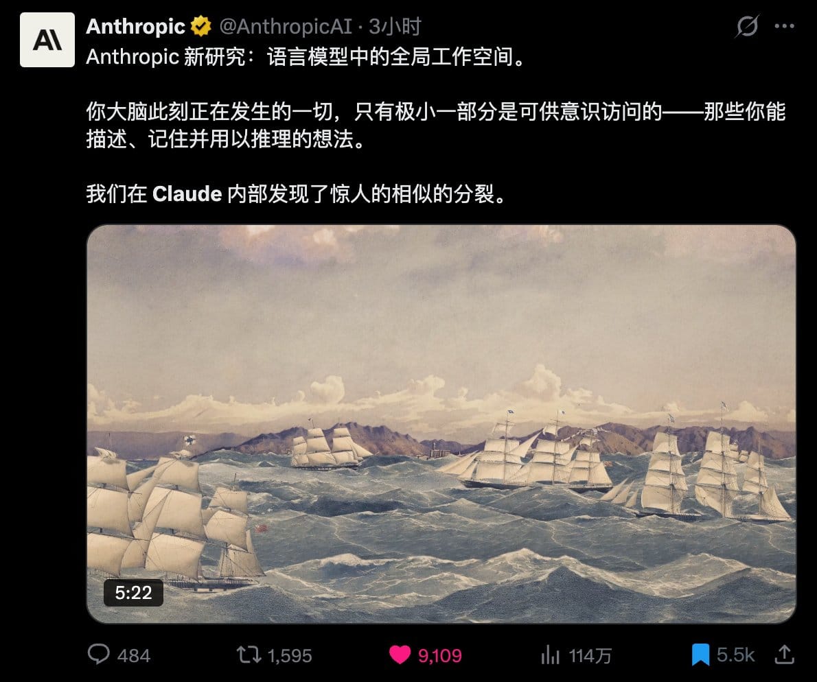 凌晨刷到的Anthropic全局工作空间研究论文截图