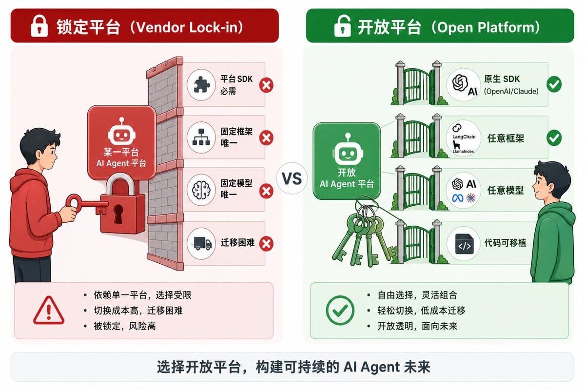 平台强制专属SDK导致Agent框架被锁定的风险