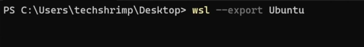 执行 wsl --export 把 Ubuntu 发行版导出成 tar 镜像备份