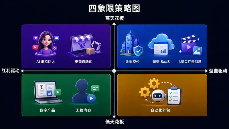八类 AI 搞钱路径的壁垒与风险对比总结