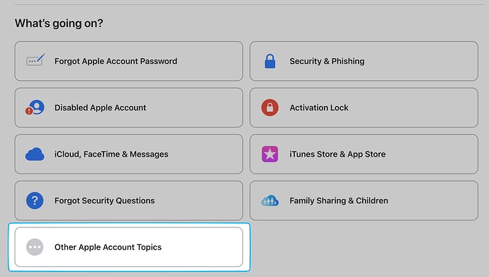 选择Apple账号下的Other Account Topics主题