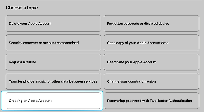 其他主题中选择Creating an Apple Account创建账号