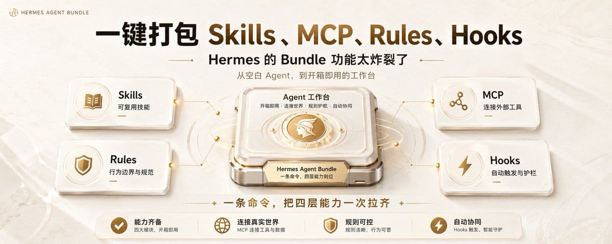 一键打包skills，mcp，rules，hooks，hermes出的Bundle skill太炸裂了