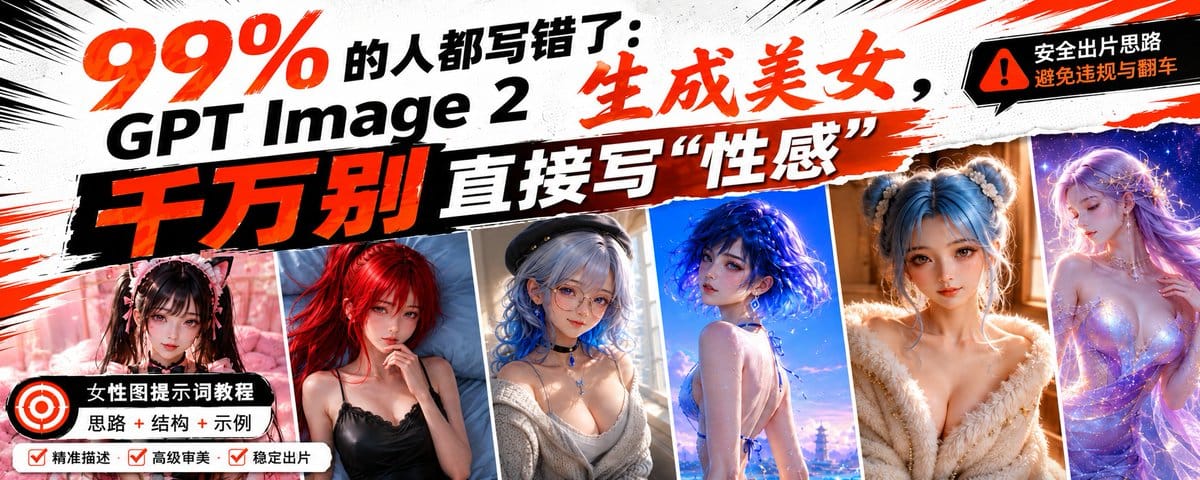 99%的人都写错了，GPT Image 2 生成美女，千万别直接写“性感”