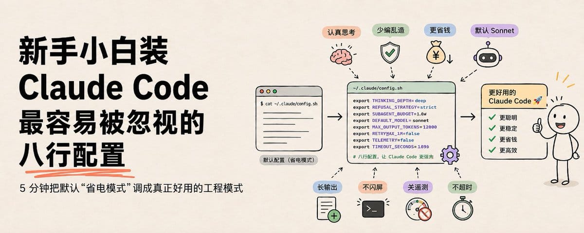 新手小白装Claude Code最容易被忽视的八行配置