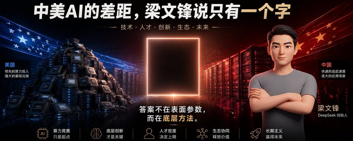 梁文锋说：中美的AI差距，根本不是人才的差距，而是只有一个字！