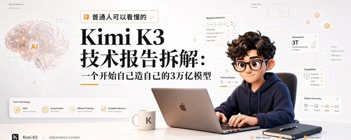 Kimi K3 技术报告拆解： 全球首个开源 3T 级模型，一边承认打不过对手，一边给自己造芯片。