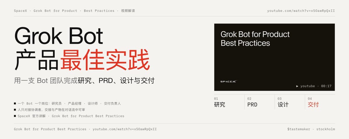 Grok Bot 产品最佳实践：用一支 Bot 团队完成研究、PRD、设计与交付