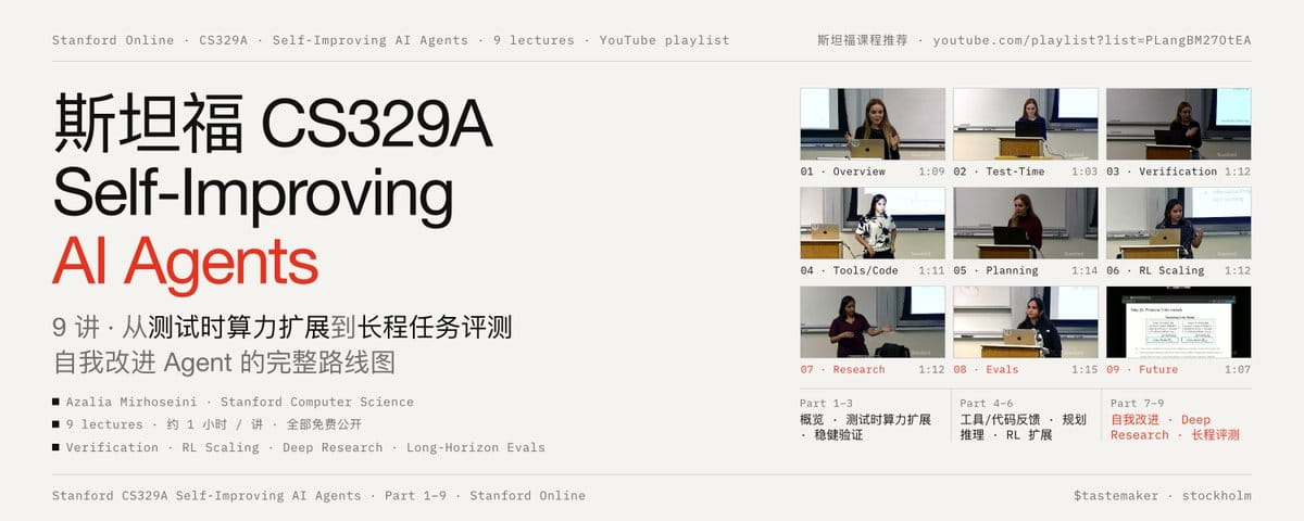 [斯坦福课程推荐] CS329A Self-Improving AI Agents