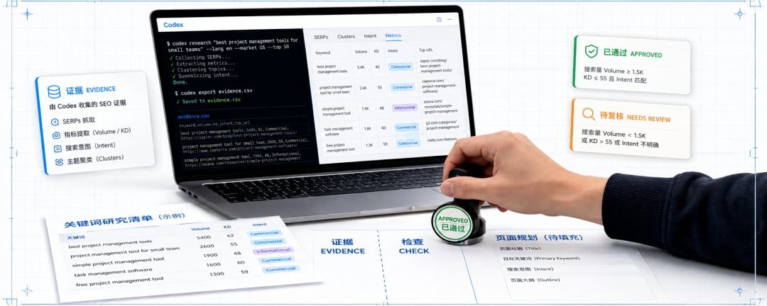 Codex 能替你做 SEO 调研到哪一步？我把人和 AI 的分工重新拆了一遍！