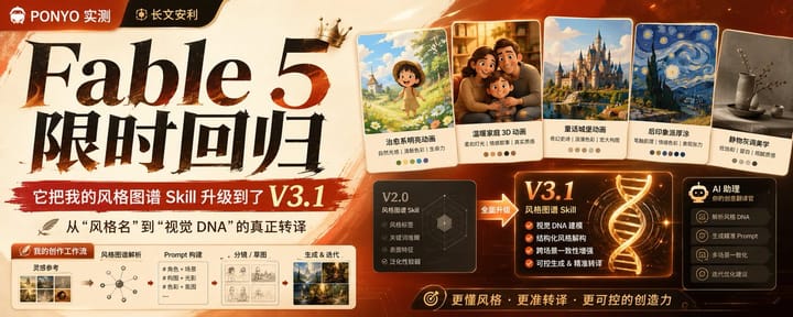 Fable 5 限时回归：全球知名IP艺术风格导演图谱技能Skill大升级，它第一句话就把我干沉默了