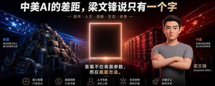梁文锋说：中美的AI差距，根本不是人才的差距，而是只有一个字！