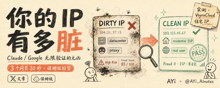 Claude、Google 总让你验证、登录异常？先查查你的网络 IP 有多脏——保姆级验货三件套，3 个网页全搞定