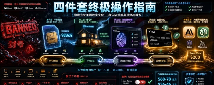 别再被封号了，Claude/Codex 终极生存手册：eSIM + 住宅IP + 指纹浏览器 + 虚拟卡终极指南